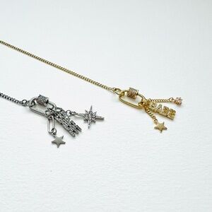 Rhinestone babe charm necklace on silver or gold carabiner